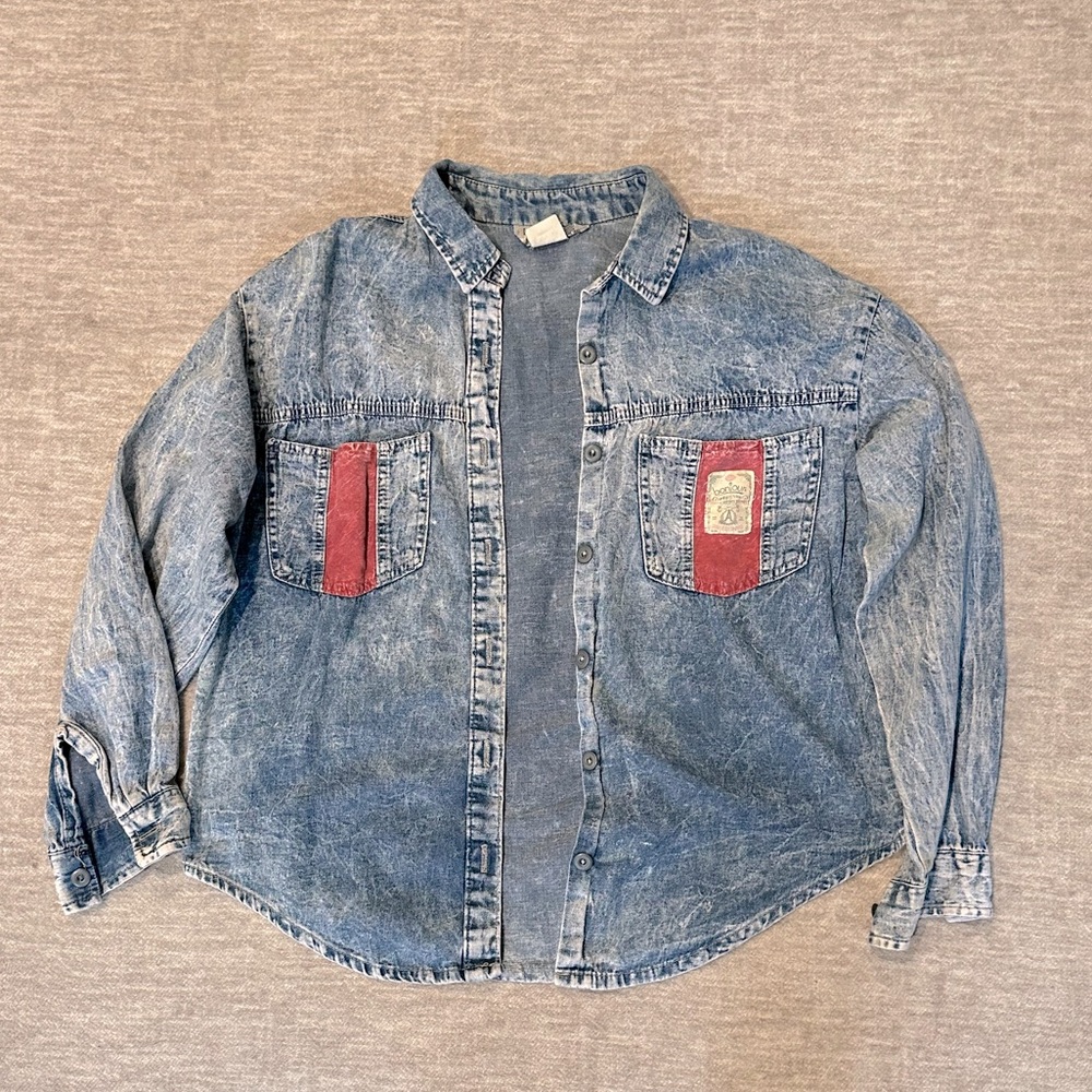Vintage Acid Stone Wash Chambray Denim Bonjour Button Down
